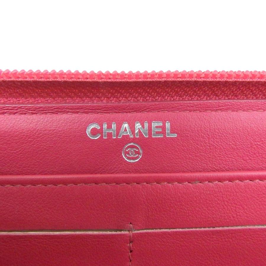 シャネル CHANEL メイクアップライン ココマーク ラウンドファスナー 長財布 ピンク A69091 本物保証