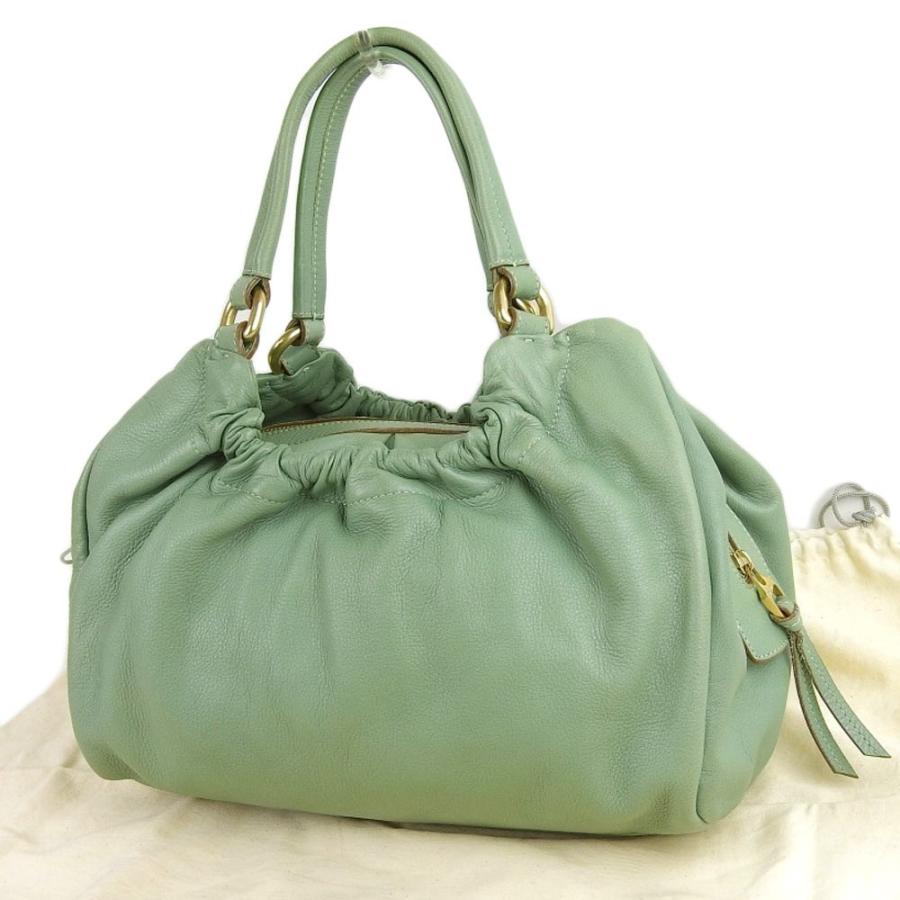 Max Mara マックスマーラ MAX MARA ハンドバッグ レザー グリーン系 緑  