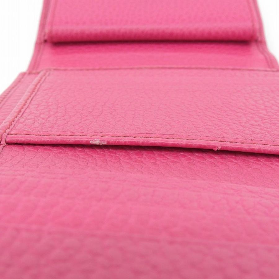美品 グッチ コンパクト 財布 三つ折り ピンク GUCCI（グッチ） GGマーモント コンパクトウォレット ピンク レザー 三