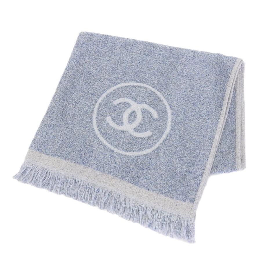本物保証 超美品 シャネル Chanel ココマーク タオルケット タオル コットン100 ライトブルー Www Supersport Tn
