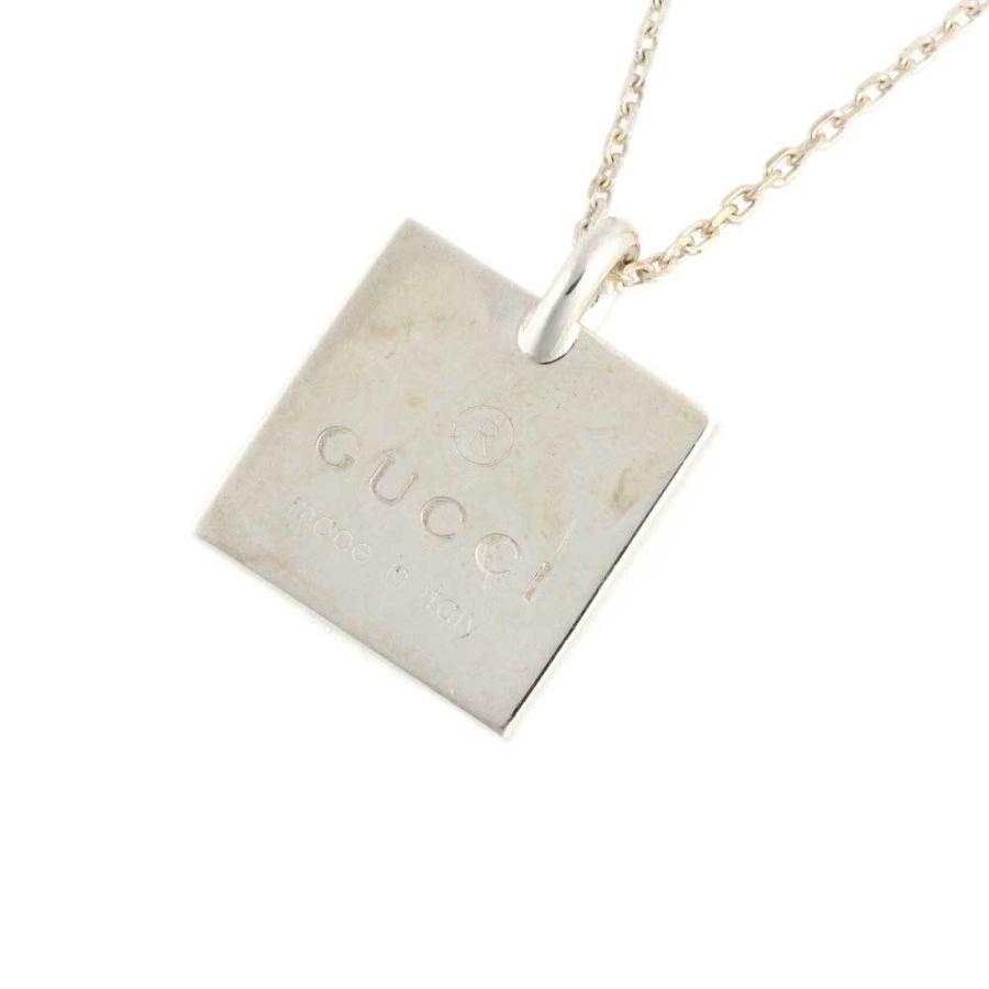 グッチ GUCCI ロゴ プレート スクエアプレート ネックレス SV925 本物