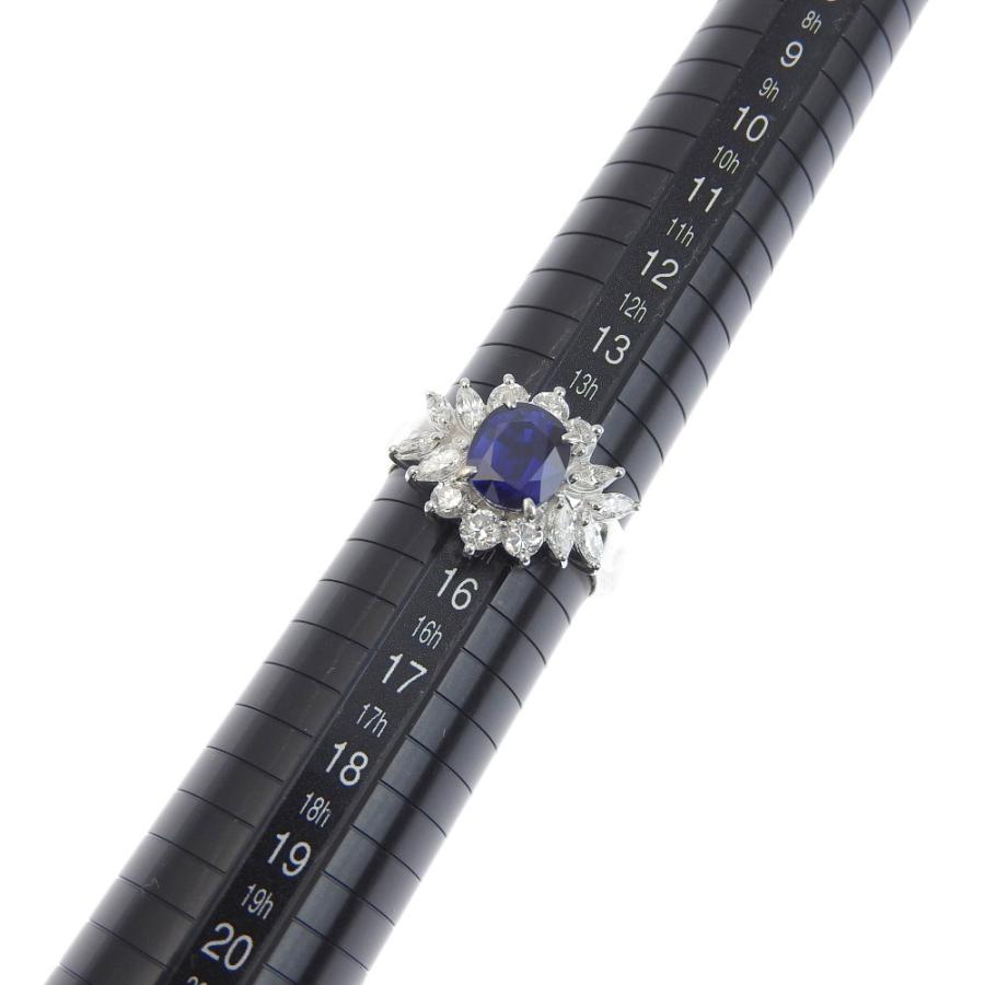 天然コランダム リング Pt900 サファイア 2.44ct 2ct up メレダイヤ 