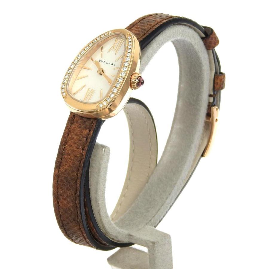 ブルガリ BVLGARI 腕時計 セルペンティ SPP27WPGDL ダイヤベゼル ホワイトシェル文字盤 白 K18PG グリーン パイソンベルト クオーツアナログ 【箱・保付き】 【中古】 BVLGARI - ブルガリ BVLGARI 腕時計 セルペンティ SPP27WPGDL ダイヤ