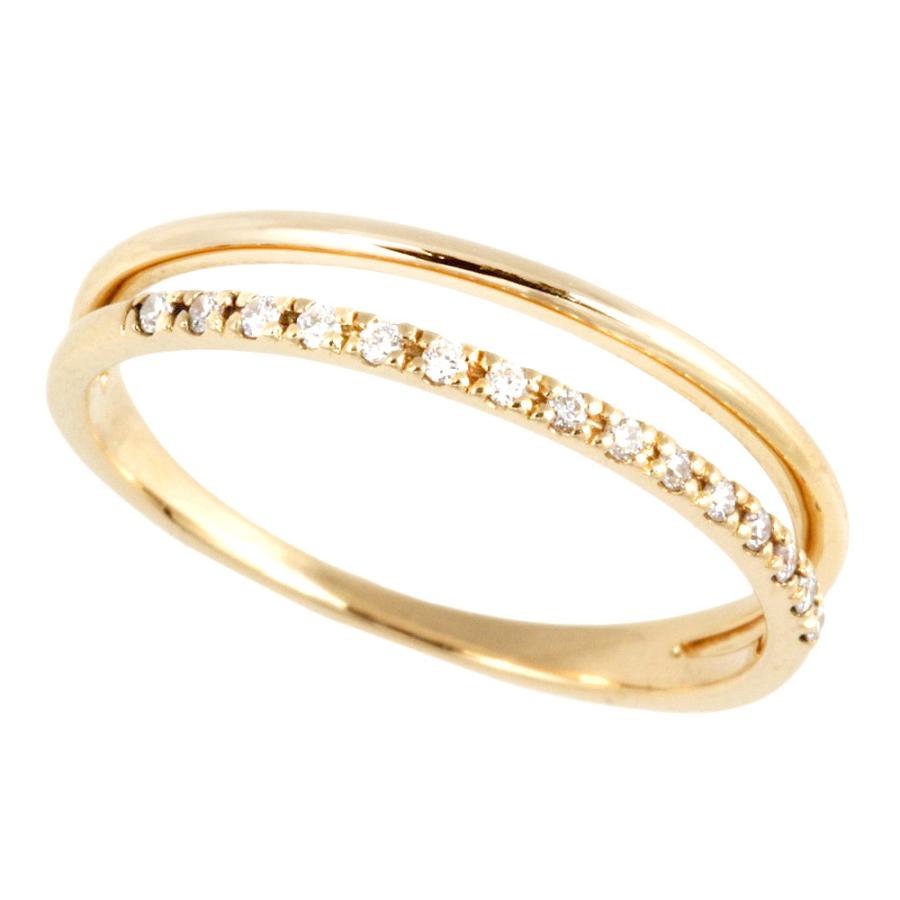 ete（エテ） シンプル 2連 リング 指輪 K18YG メレダイヤモンド 0.06ct