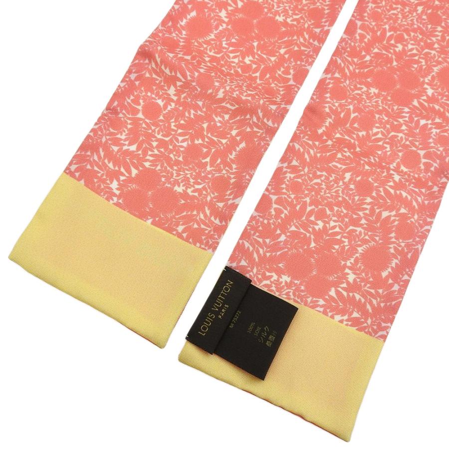 日本販売店舗 ルイヴィトン LOUIS VUITTON バンドー トロピカルフラワー スカーフ シルク ピンク イエロー M75272 本物保証 箱付 超美品