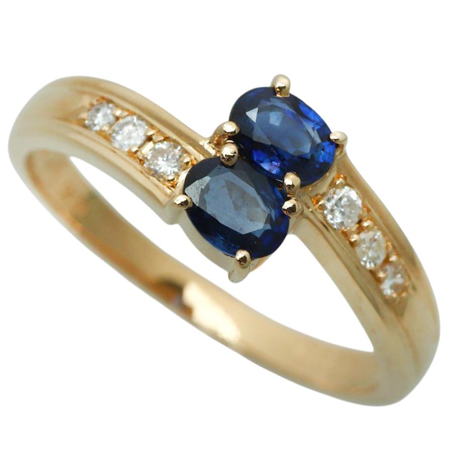 天然コランダム リング 指輪 約2.8g K18YG ブルーサファイア 0.65ct
