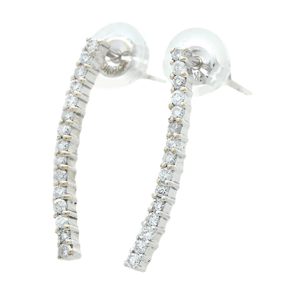 メレダイヤモンド ピアス K18WG 0.12ct×2 一連 一文字 ライン スタッド 