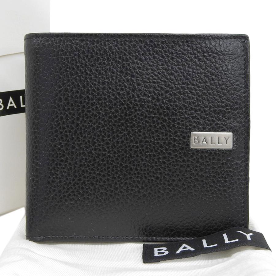 Bally バリー BALLY ロゴ入り 二つ折り財布 レザー ブラック 黒
