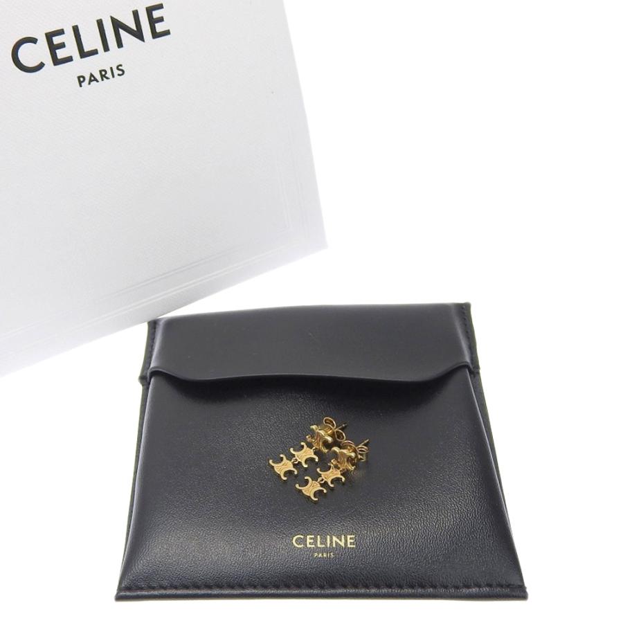 TRIOMPHE セリーヌ CELINE トリオンフ ロゴ 3連 ピアス 本物保証 TRIOMPHE セリーヌ CELINE トリオンフ ロゴ 3連 ピアス 本物保証