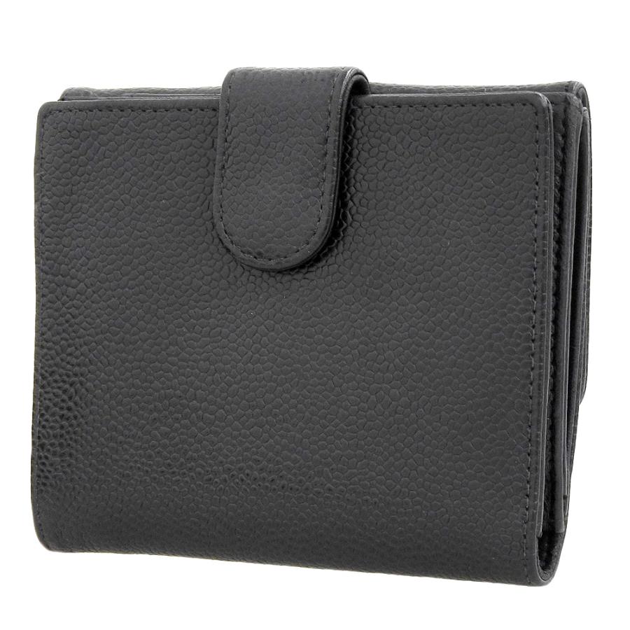 CHANEL シャネル　Wココマーク　折り財布　w5 CHANEL シャネル ココマーク ロゴ Wホック折り財布 キャビア