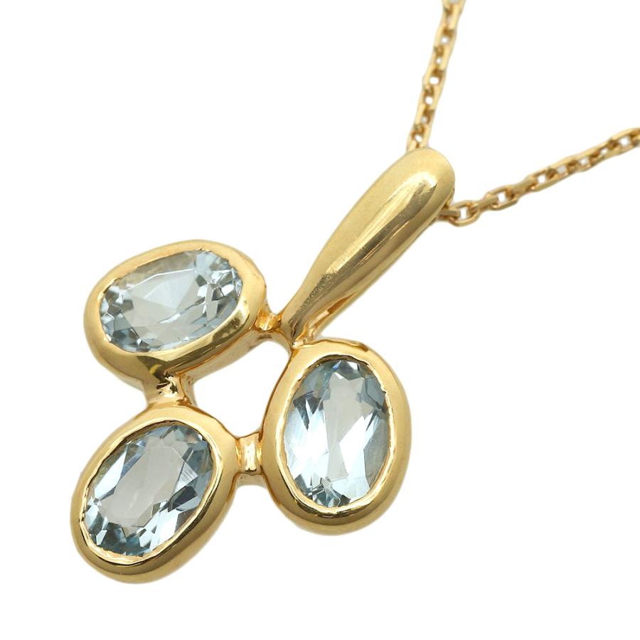 ジュエリーマキ JEWELRY MAKI ネックレス K18YG ブルートパーズ 3個