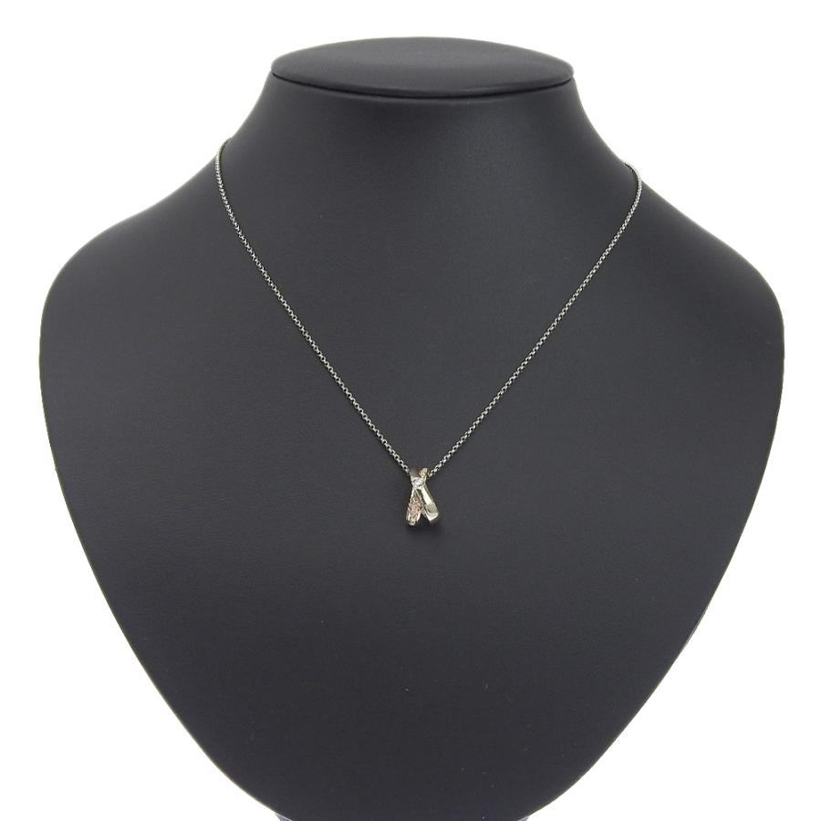 ネックレス K18PG K18WG ダイヤモンド0.09ct メレダイヤモンド0.10ct 