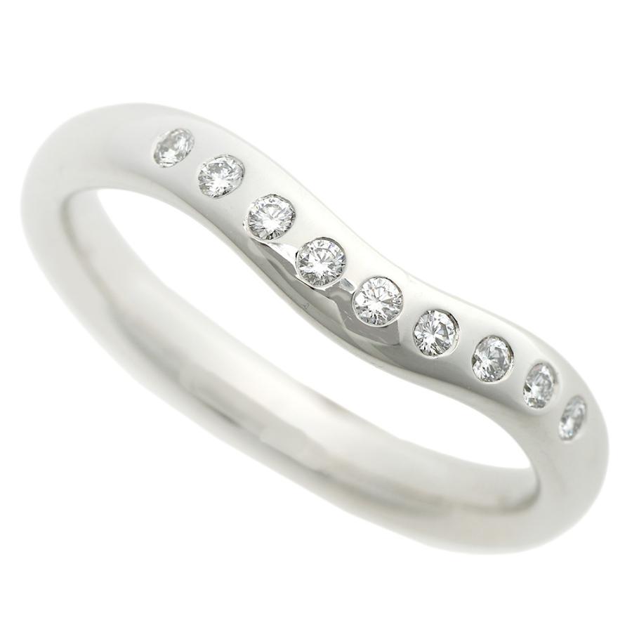 Tiffany&Co. ティファニー カーブドバンド リング 9P ダイヤ 9号 PT950  