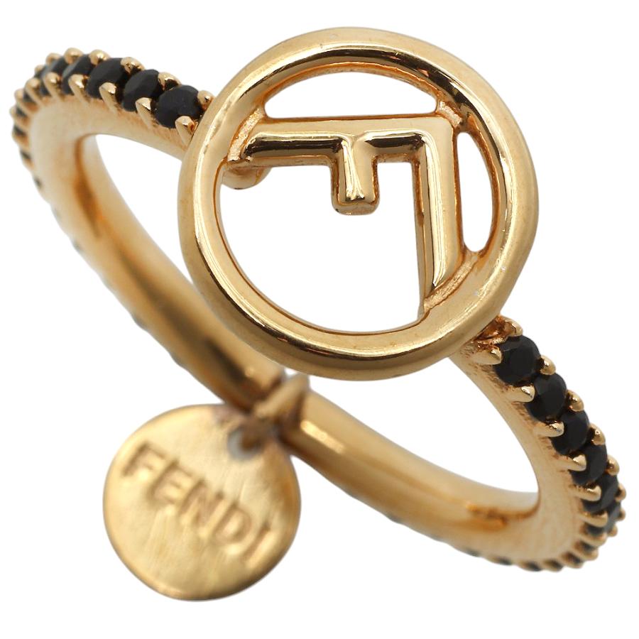 F is FENDI フェンディ エフ イズ リング 指輪 GP ブラックストーン 約