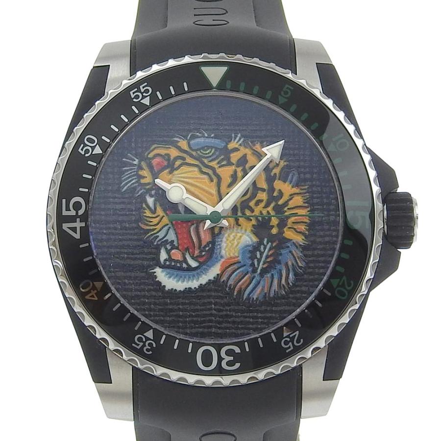 GUCCI 腕時計♡ GUCCI グッチ ダイブ 136 3 黒文字盤 SS ラバー クォーツ 電池