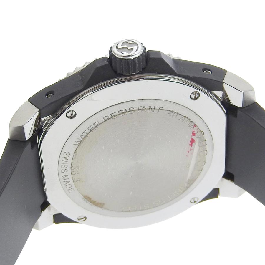 GUCCI グッチ ダイブ 136 3 黒文字盤 SS ラバー クォーツ 電池