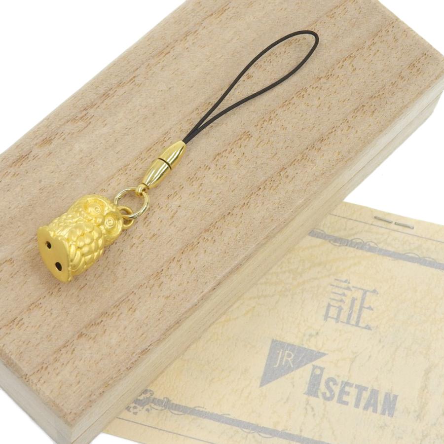フクロウモチーフ 携帯ストラップ 2.0g K24YG 伊勢丹購入品 ふくろう  