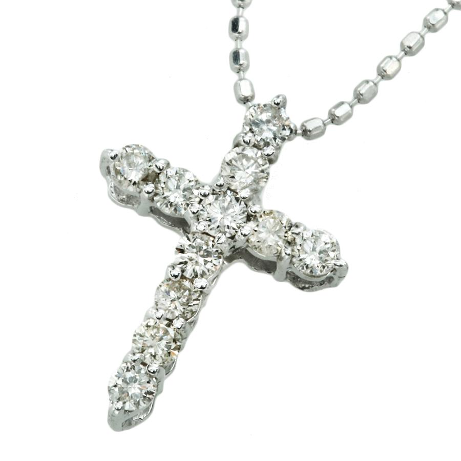 ジュエリーマキ JEWELY MAKI クロス 十字架 ネックレス K18WG メレ