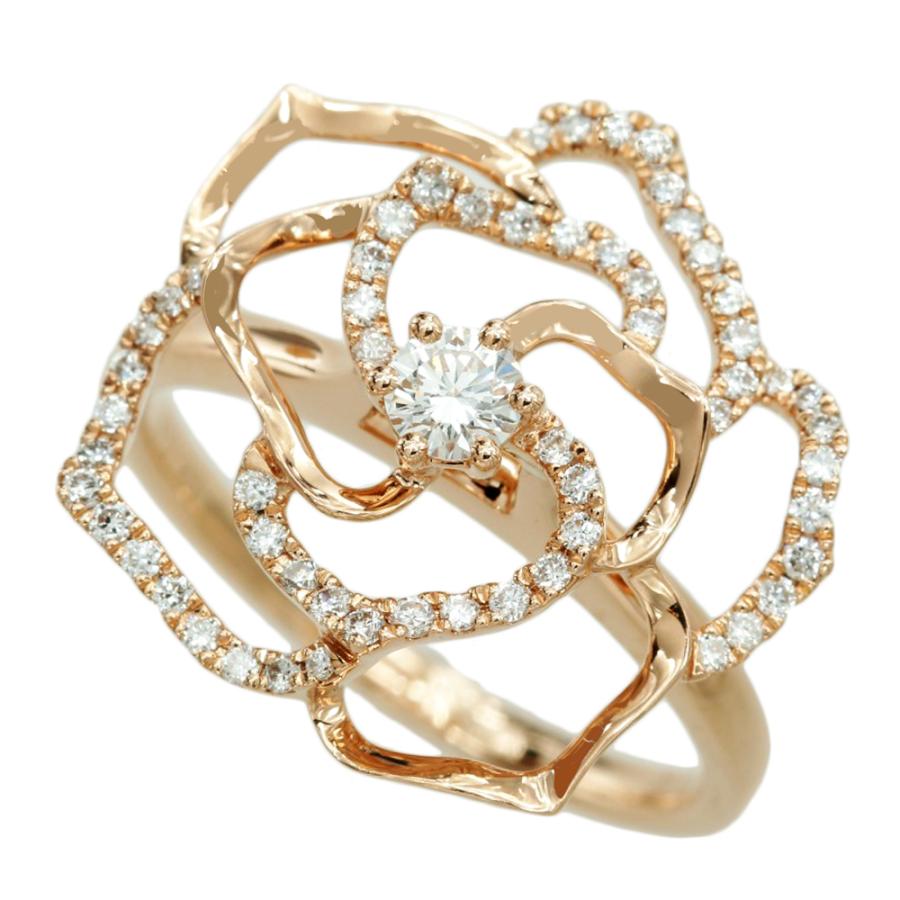 バラモチーフ リング 指輪 約4.2g K18PG メレダイヤ 0.41ct 約13号  