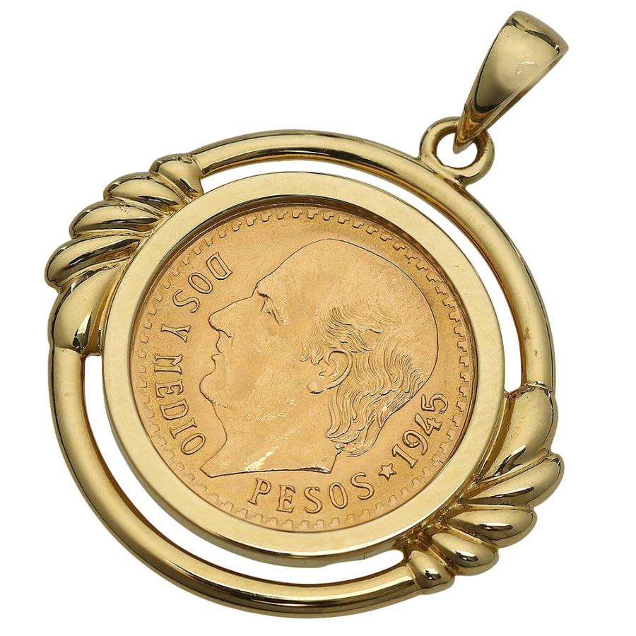 メキシコ金貨 ペンダント 約5.2g K21.6YG/18KT ドスコイン 2.5ペソ