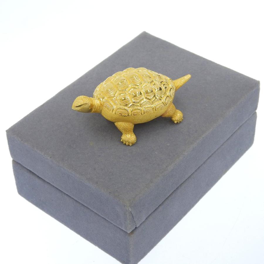 タートルモチーフ 置物 18.7g K24YG イエローゴールド 純金 FINE GOLD  