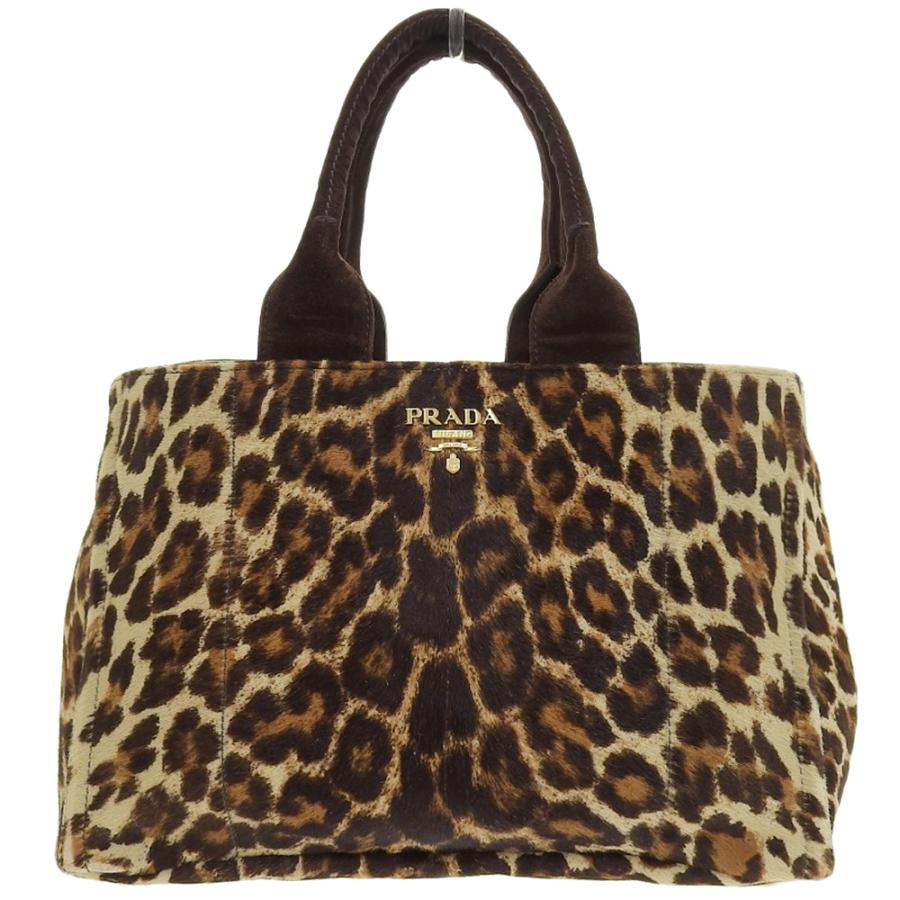 CANAPA プラダ PRADA カナパトート ハンドバッグ ハラコ ブラウン系