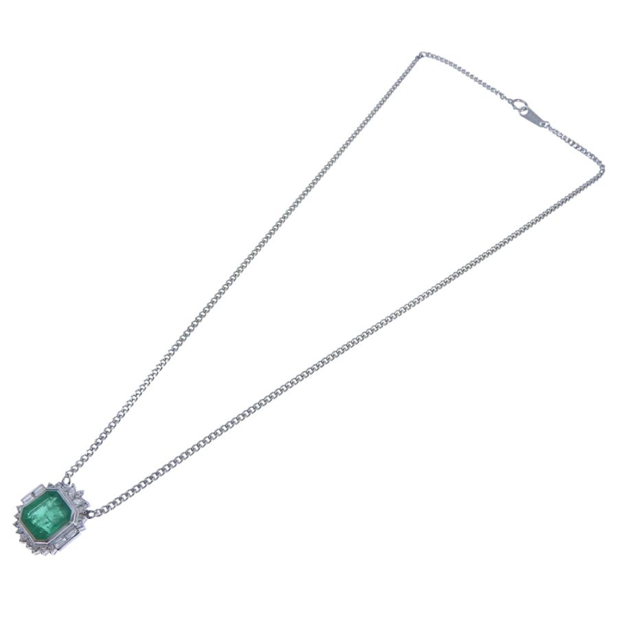 ネックレス 14.6g Pt850/Pt900 プラチナ エメラルド 2.92ct メレ