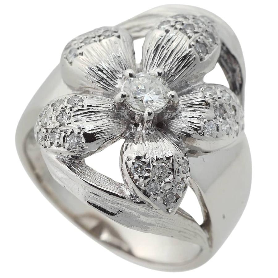 フラワーモチーフ リング 指輪 約12.7g Pt900 ダイヤモンド 0.22ct 
