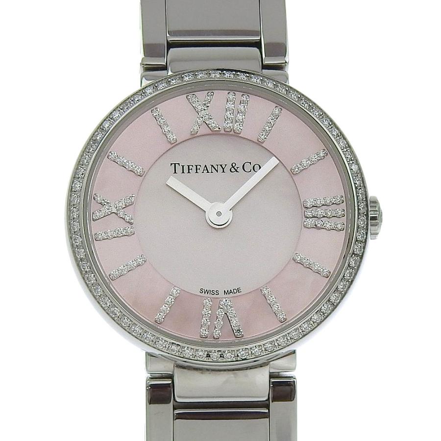 美品　ティファニー　シェル文字盤 アトラス　ダイヤベゼル　2ハンド　腕時計 TIFFANY&CO ティファニー アトラス・2ハンド ダイヤベゼル