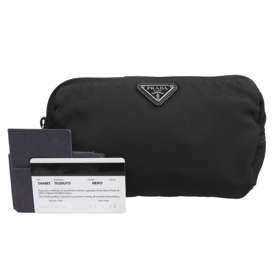 ✨希少・美品✨プラダ 化粧ポーチ 仕切り付 三角ロゴプレート ナイロン ブラック PRADA（プラダ） 三角プレート ポーチ 1NA693 ナイロン ブラック