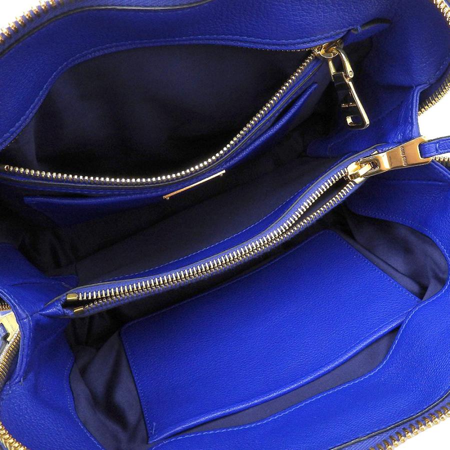 miu miu（ミュウミュウ） マドラス ハンドバッグ 2WAYバッグ レザー 青