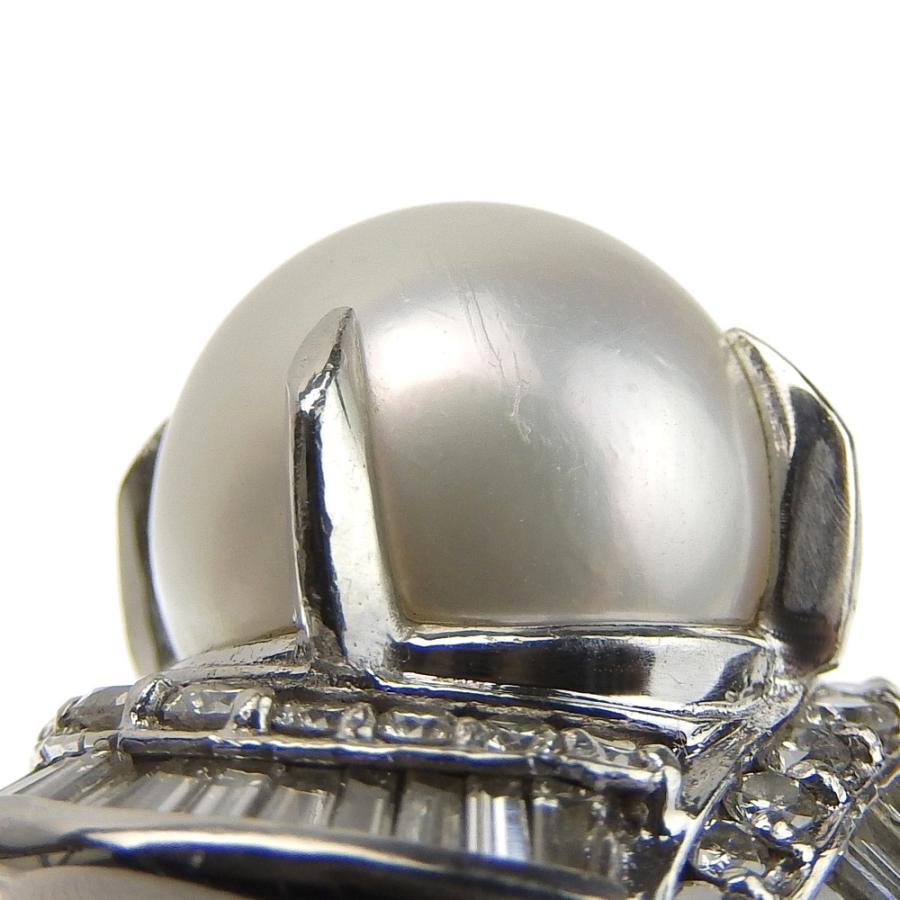 真珠 リング プラチナ Pt900 パール 13.5ミリ メレダイヤモンド 2.61ct 