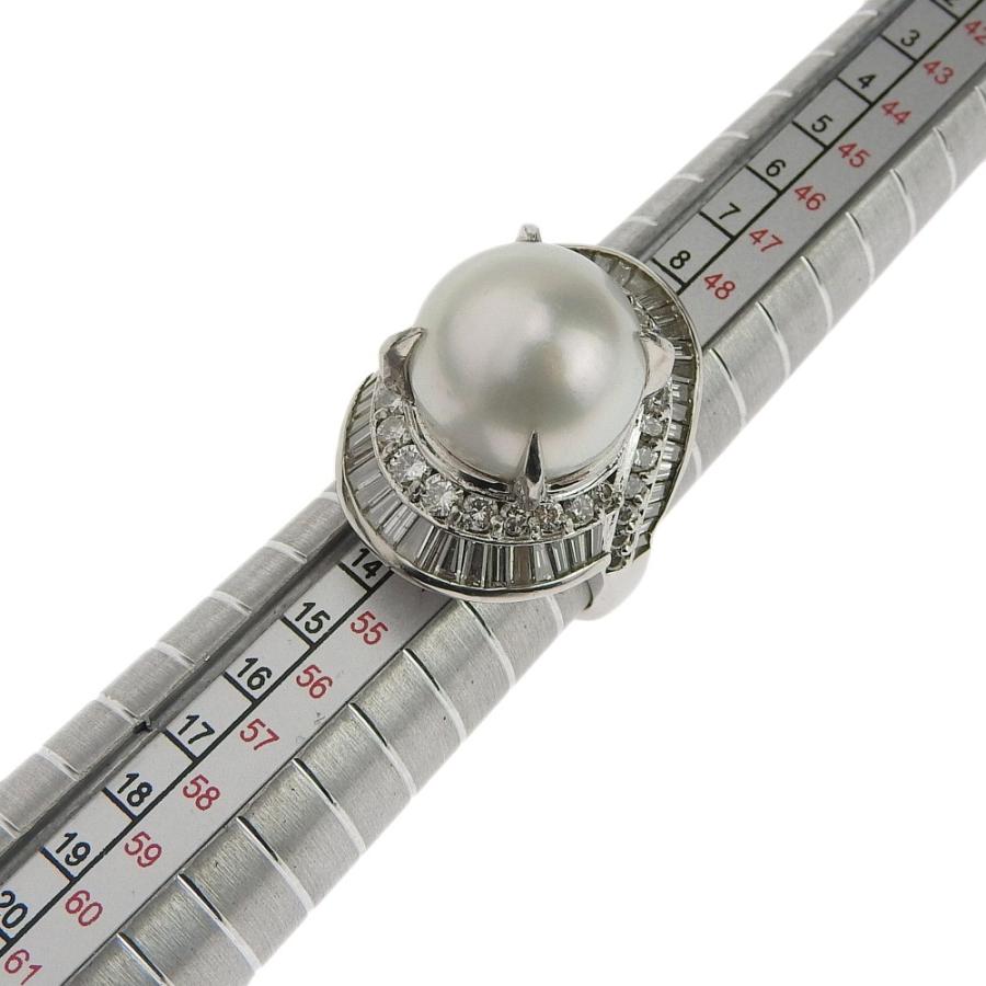 真珠 リング プラチナ Pt900 パール 13.5ミリ メレダイヤモンド 2.61ct 