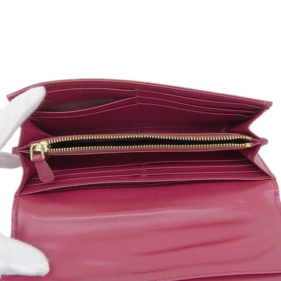 miu miu（ミュウミュウ） クロコ型押し ホック付 フラップ 長財布 紫系