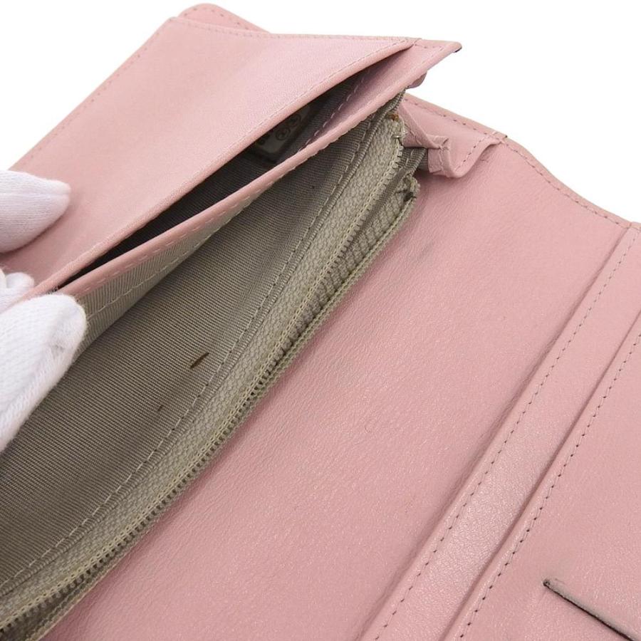 CHANEL シャネル ロゴ ココマーク 二つ折長財布 キャビアスキン ピンク  