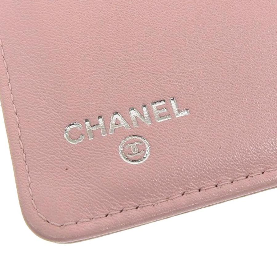 シャネル CHANEL ロゴ ココマーク 二つ折長財布 キャビアスキン ピンク