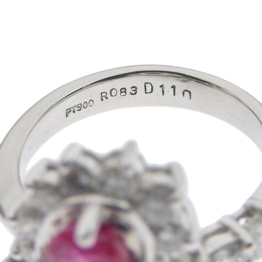 リング プラチナ Pt900 ルビー 0.83ct メレダイヤモンド 1.10ct 9.5号 