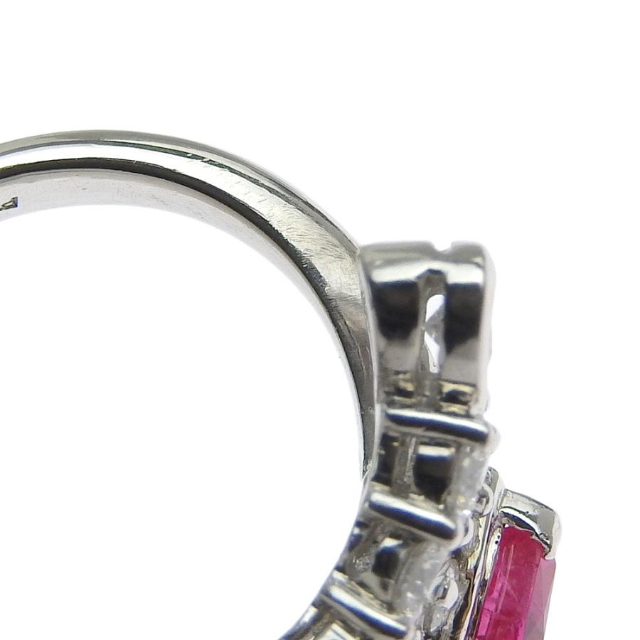 リング プラチナ Pt900 ルビー 0.83ct メレダイヤモンド 1.10ct 9.5号  