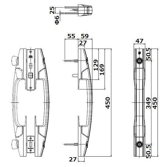 YKK　玄関ドア　交換用シリンダー（プッシュプルグリップ錠）HH3K15734　適用商品　デュガードプロキオ，プロント，プロントV2000，ヴェナートED