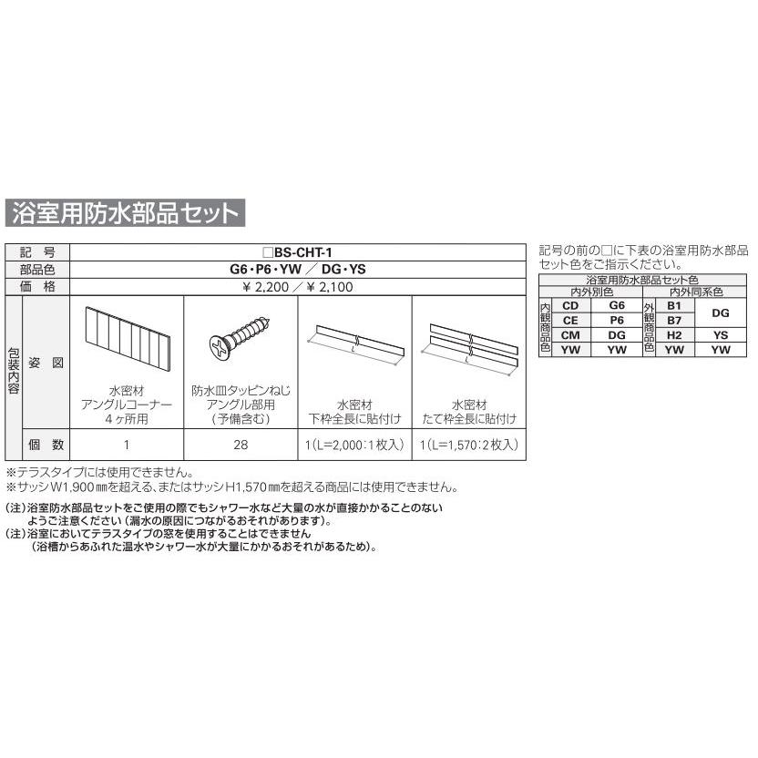 YKKAPオプション サッシ エピソードNEO：浴室用防水部品セット【YW:ホワイト】｜shop-to