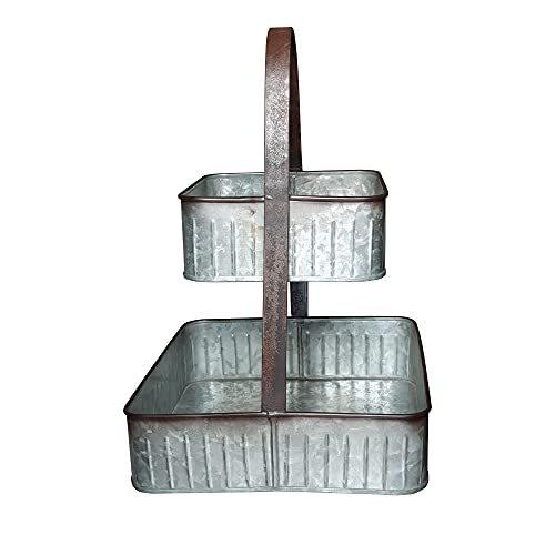 Colonial Tin Works 田舎風工業農家 シック 2段波形スクエアトレイ グレー|shop-tsuzurato|03