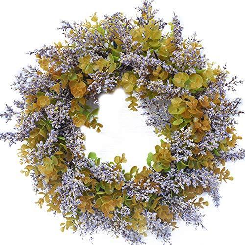 再再販 Chezmax 玄関用フォールリース 人工ユーカリとパープルラベンダーリース 18インチ 農家 屋外装飾 注目ブランド Maridis Fr