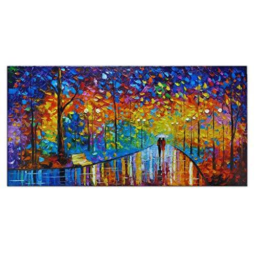 売り切れ必至 Tyed Art 風景 油絵 キャンバス テクスチャード加工 木 恋人 雨 Ty018 24x48インチ 60x1cm 代引不可 Www Lequotidien Mr