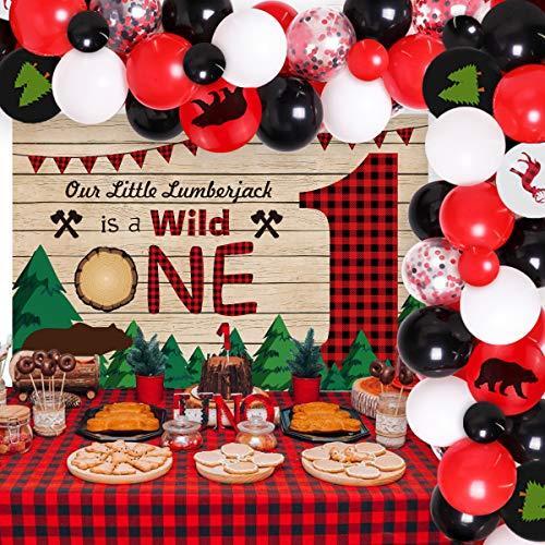 Jollyboom Lumberjack Balloon Garland 1st Birthday Party Decorations For Boy ガーランド Vest Doctum Edu Br