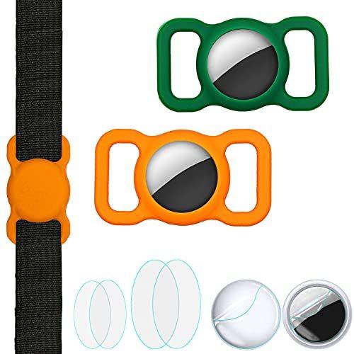 Gurmoir ソフトシリコン保護ケース エアタグ用 フロント2個背面2個傷防止 Tpuフィルム 女性に人気 犬用首輪ペットループホルダー 犬 その他のペット 猫