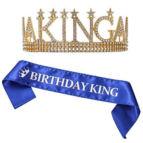 訳ありセール格安 バースデー キング サッシュと王冠 男性用誕生日パーティーへの誕生日プレゼントに Wantannas Go Id
