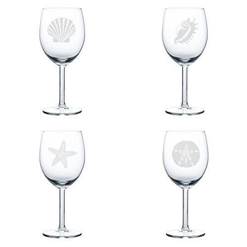 国産品 セットの4ワインガラスゴブレットSea Shells oz 10 Shoreコレクション Sea その他ガラス工芸用品