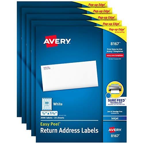 世界的に 1/2 Labels Address Return Inkjet Peel Easy x 品 2000/Pack WE 1-3/4 ラベル、シール用紙