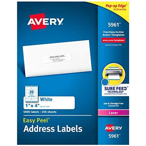 Easy Peel Laser Address Labels 1 x 4 White 5000/Box 品