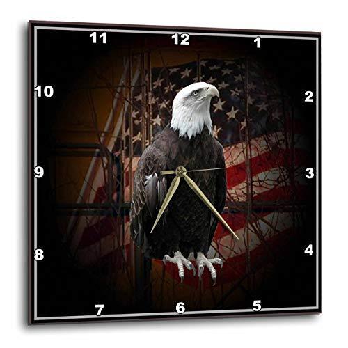 正規 3dRose DPP_11602_3 15x15インチ 壁掛け時計 アメリカ国旗 掛け時計、壁掛け時計